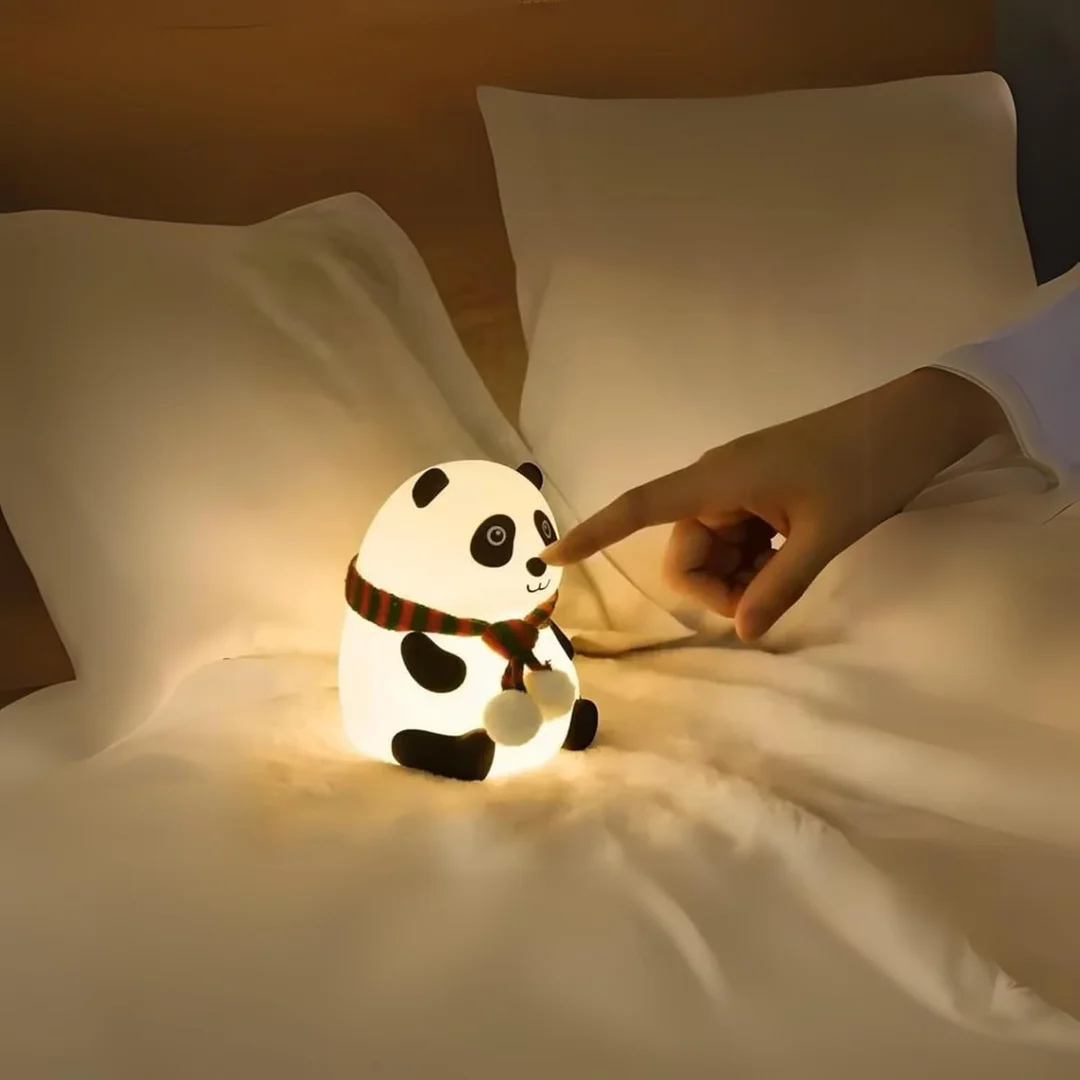 Panda Silicone LED Night Light | Mini Rechargeable Soft Touch Animal Lamp for Kids Bedroom Nursery Baby Eye‑Friendly Night Light image 4