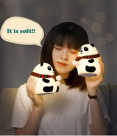 Panda Silicone LED Night Light | Mini Rechargeable Soft Touch Animal Lamp for Kids Bedroom Nursery Baby Eye‑Friendly Night Light thumbnail 7