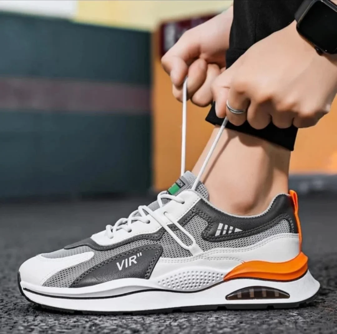 Calzura Men’s Running Shoes Gym Sneakers | Lightweight Grey Mesh Sports Shoes for Daily Workout & Casual Wear | Comfortable Breathable Rubber Sole Footwear image 3