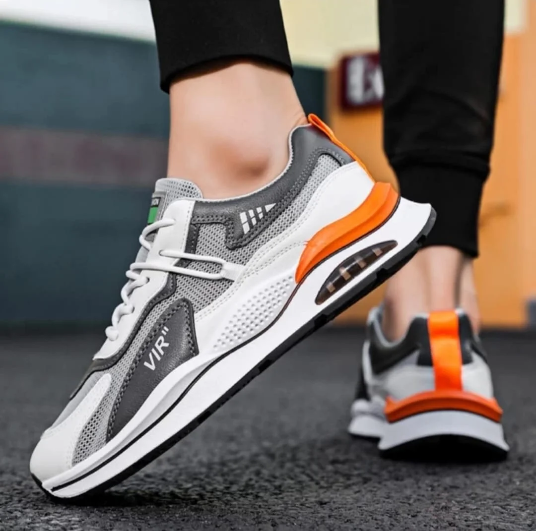 Calzura Men’s Running Shoes Gym Sneakers | Lightweight Grey Mesh Sports Shoes for Daily Workout & Casual Wear | Comfortable Breathable Rubber Sole Footwear image 2