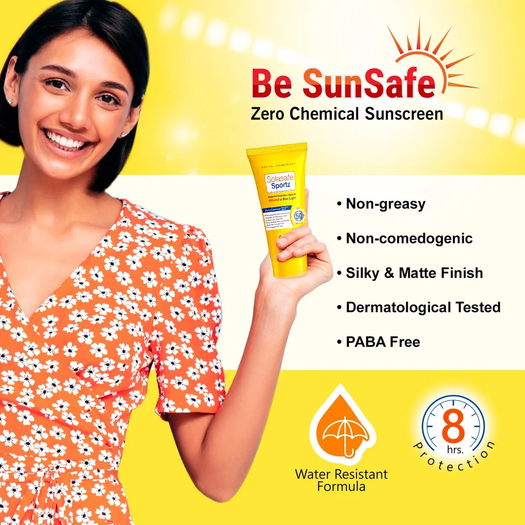 Regaliz Solasafe Sportz Physical Sunscreen Gel SPF 50+ 50 g | Zinc Oxide Mineral Gel, Water-Resistant, Non-Greasy Matte Finish, UV IR Blue Light Pollution Protection for All Skin Types image 4