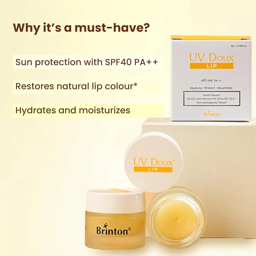 UV Doux Lip Lightening Balm SPF 40 PA++ 8 g | Almond & Olive Oil Vitamin-E Lip Care | Pigmented & Dry Lips Daily Use Hydrating Sun Protection Balm image 2