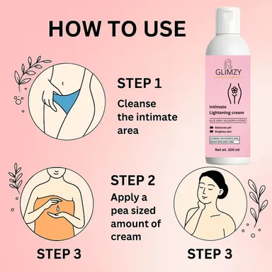 Glimzy Intimate Lightening Cream for Women | pH Balancing, Brightening & Odour Control | Aloe Vera & Mulberry Extract | 100 ml thumbnail 0
