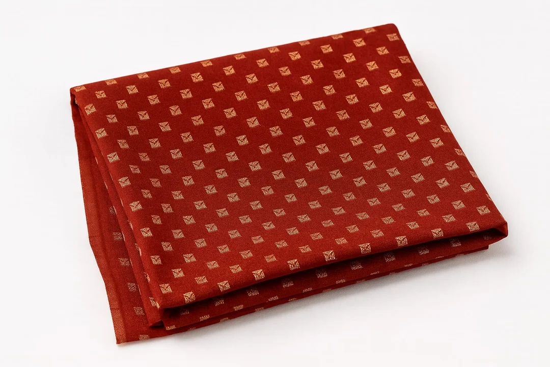 Premium Red Jacquard Small Box Weaving Unstitched Blouse Piece | 1 Meter Soft Fabric image 2