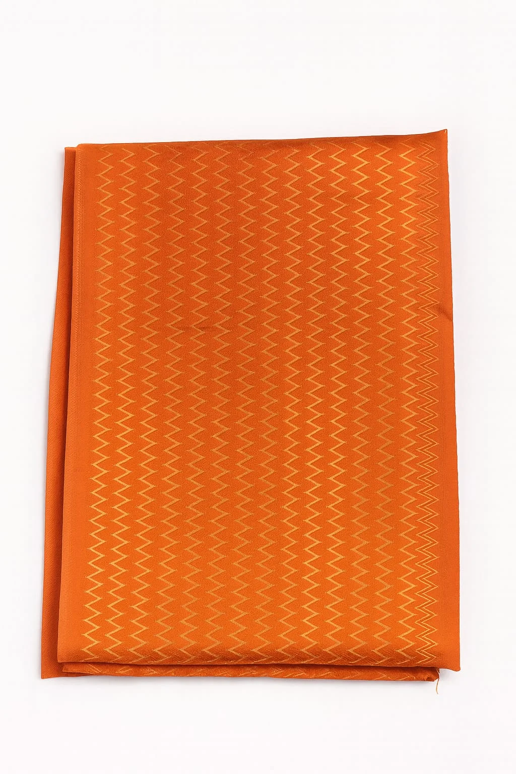 Premium Orange Jacquard Zig-Zag Unstitched Blouse Piece |1 Meter Designer Fabric for Sarees image 1
