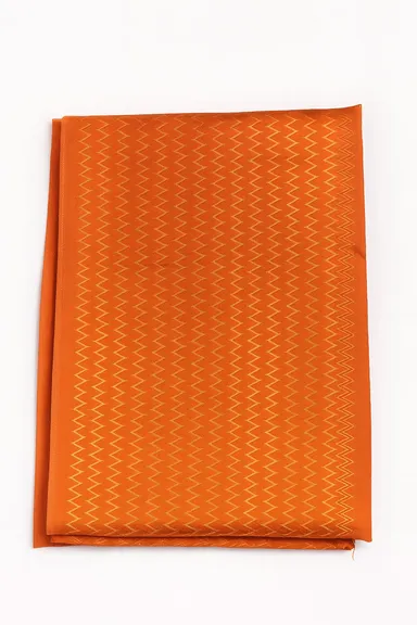Premium Orange Jacquard Zig-Zag Unstitched Blouse Piece |1 Meter Designer Fabric for Sarees thumbnail 0