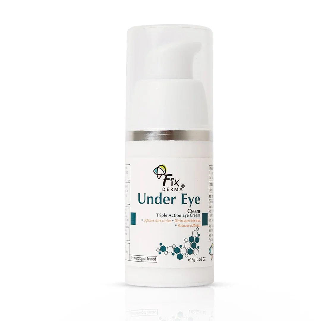 Fixderma Under Eye Cream 15 g – Dark Circle, Puffiness & Fine-Line Control Triple Action Eye Cream, Paraben-Free Skin-Tightening Formula for Youthful Eyes India image 1