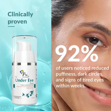 Fixderma Under Eye Cream 15 g – Dark Circle, Puffiness & Fine-Line Control Triple Action Eye Cream, Paraben-Free Skin-Tightening Formula for Youthful Eyes India thumbnail 5