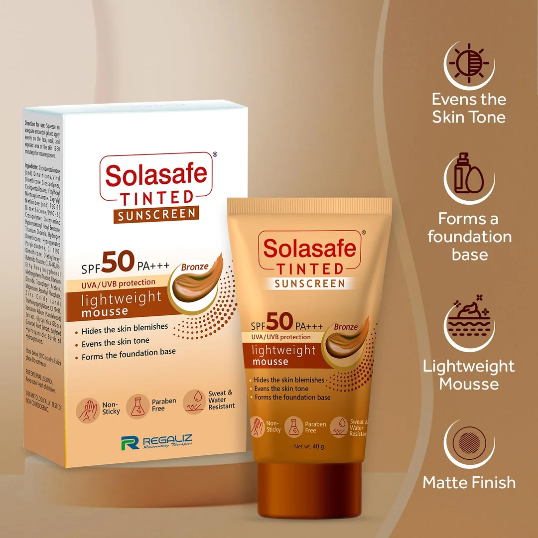 Solasafe Tinted Bronze Sunscreen SPF 50 Broad Spectrum UVA/UVB Lightweight Tinted Face Cream — Daily Use Skin Tone Corrector & Water-resistant Sun Protection image 4