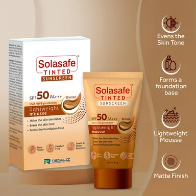 Solasafe Tinted Bronze Sunscreen SPF 50 Broad Spectrum UVA/UVB Lightweight Tinted Face Cream — Daily Use Skin Tone Corrector & Water-resistant Sun Protection thumbnail 3