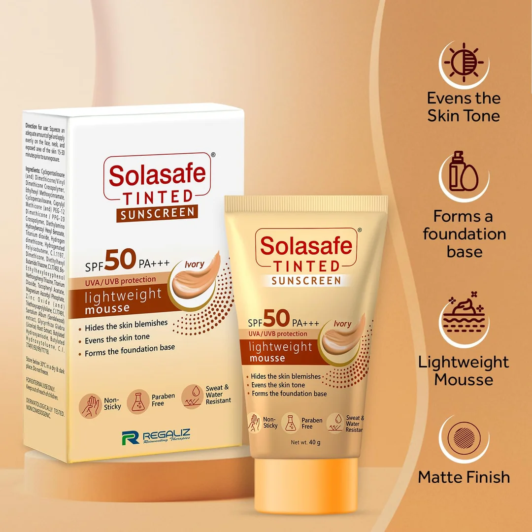 Solasafe Tinted Ivory Sunscreen SPF 50 Broad Spectrum UVA/UVB Lightweight Face Cream — Daily Use Skin Tone Corrector & Water-Resistant Sun Protection image 4