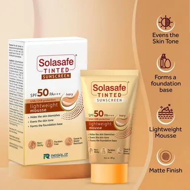 Solasafe Tinted Ivory Sunscreen SPF 50 Broad Spectrum UVA/UVB Lightweight Face Cream — Daily Use Skin Tone Corrector & Water-Resistant Sun Protection thumbnail 3