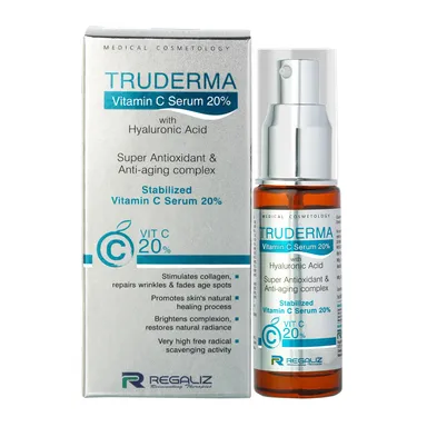 Regaliz Truderma Vitamin C Serum 20% 20 ml | Brightening & Anti-Aging Hyaluronic Acid Serum for Even Tone| Wrinkle Reduction & Deep Hydration thumbnail 0