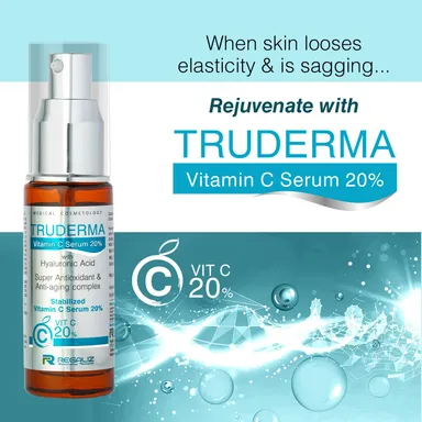 Regaliz Truderma Vitamin C Serum 20% 20 ml | Brightening & Anti-Aging Hyaluronic Acid Serum for Even Tone| Wrinkle Reduction & Deep Hydration thumbnail 1