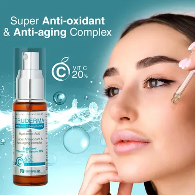 Regaliz Truderma Vitamin C Serum 20% 20 ml | Brightening & Anti-Aging Hyaluronic Acid Serum for Even Tone| Wrinkle Reduction & Deep Hydration thumbnail 2