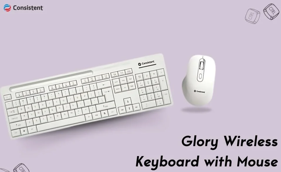 Consistent Glory CMW402 Wireless Keyboard & Mouse Combo 2.4 GHz USB Receiver | 10m Range Adjustable DPI | 12 Shortcut Keys White for PC Laptop image 3