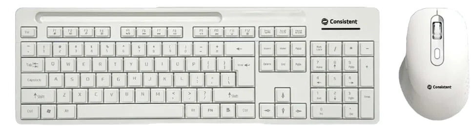 Consistent Glory CMW402 Wireless Keyboard & Mouse Combo 2.4 GHz USB Receiver | 10m Range Adjustable DPI | 12 Shortcut Keys White for PC Laptop image 1
