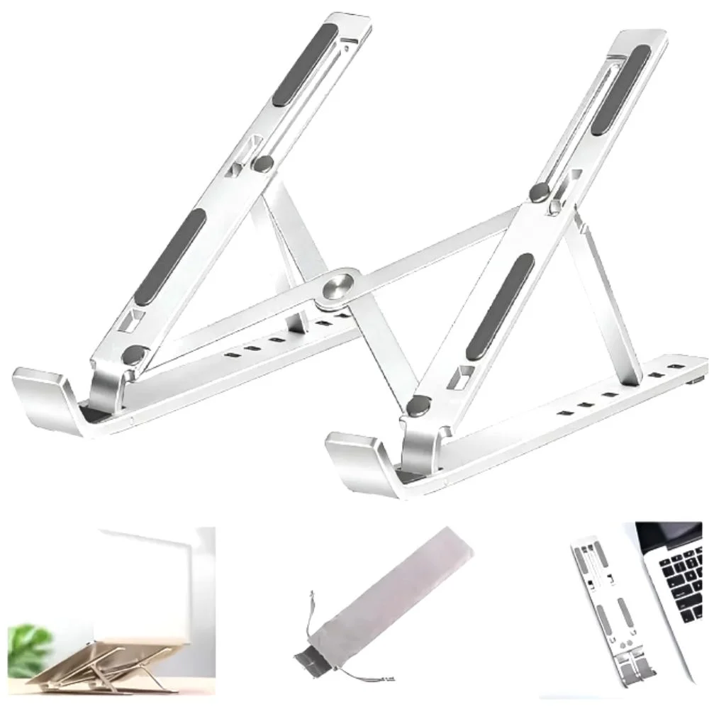 Aluminum Laptop Stand | Foldable Ergonomic Design| Height Adjustable|Anti-Slip Portable Cooling Stand for Office & Home image 2