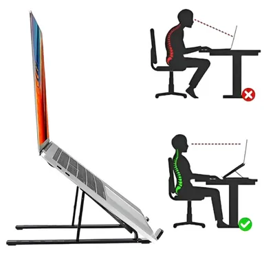 Aluminum Laptop Stand | Foldable Ergonomic Design| Height Adjustable|Anti-Slip Portable Cooling Stand for Office & Home thumbnail 3