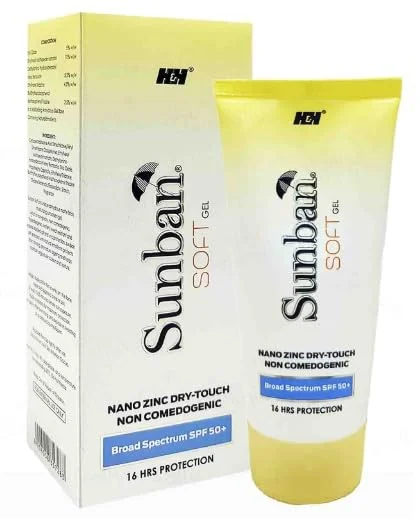 Sunban Soft Gel Nano Zinc Dry-Touch Sunscreen SPF 50+ 75 gm | Broad Spectrum UVA/UVB Gel Sunscreen| Lightweight Non-Greasy Daily Sun Protection for All Skin Types image 1