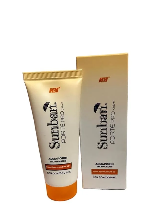 Sunban Forte Pro Cream SPF 50+ 60 gm | Broad Spectrum UVA/UVB High-Protection Sunscreen Cream Gel Lotion| Non-Greasy Daily Use Skin Shield image 1