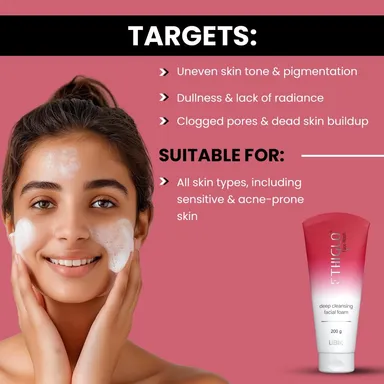 Ethiglo 200 ml Deep Cleansing Foam Face Wash |Daily Skin Cleanser Removes Dirt Oil Impurities for Healthy Soft Smooth Skin (All Skin Types) thumbnail 3