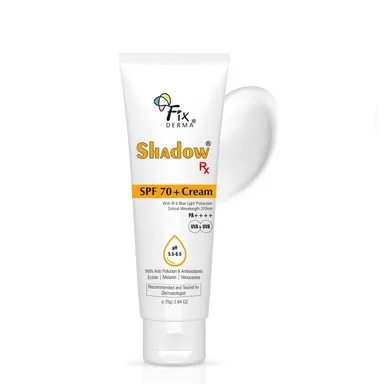 Fixderma Shadow Sunscreen Cream SPF 70+ PA++++ 75 gm – Broad Spectrum UVA UVB IR & Blue Light Protection Moisturising Sunblock for Dry Skin Daily Use