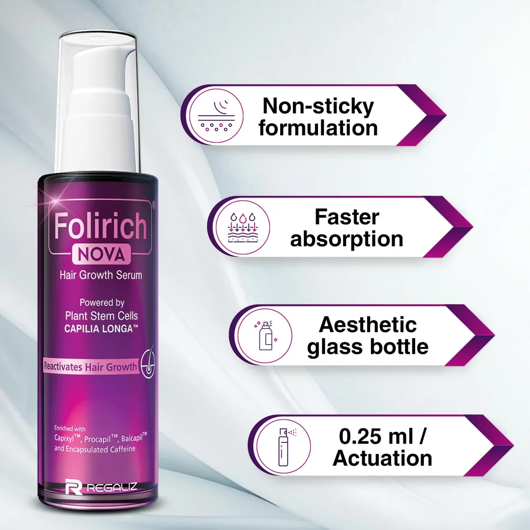 Regaliz Folirich Nova 50 mL Hair Growth Serum | Capixyl Procapil Baicapil & Plant Stem | Cell Hair Fall Control Scalp Strengthening Treatment (Men & Women) image 6