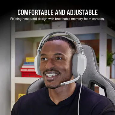 Corsair HS80 RGB USB Premium Gaming Headset 50 mm Neodymium Drivers Memory-Foam Earpads Dolby Audio 7.1 Surround Sound Wired PC Headset White – High-Fidelity 24-bit/96 kHz Sound, Broadcast-Grade Mic, Durable Build thumbnail 3