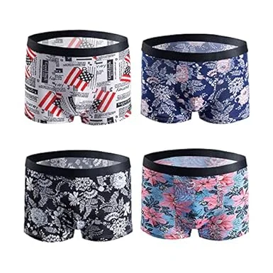 Printed Cotton Mid-Waist + Ice-Silk Elastic Boxer Briefs — Best Fit (Men) size xl pack 3 multicolor image 2