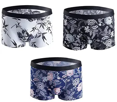 ASJAR Men’s Cotton Ice Silk Breathable Boxer Briefs | Camouflage Printed Trunks, Comfortable Underwear Pack of 3  | for Daily Wear, Multicolor thumbnail 3