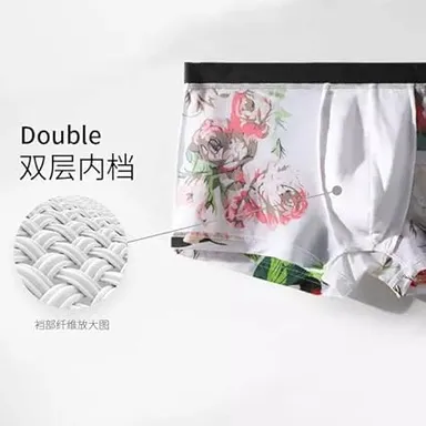 Printed Cotton Mid-Waist + Ice-Silk Elastic Boxer Briefs — Best Fit (Men) size xl  pack 3 multicolor thumbnail 3