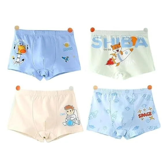 Boys Pure Cotton Underwear | Soft Boyshorts |Kids Boxer Briefs |Hipster Panties (Pack of 4) |SIZE 39-41 image 1