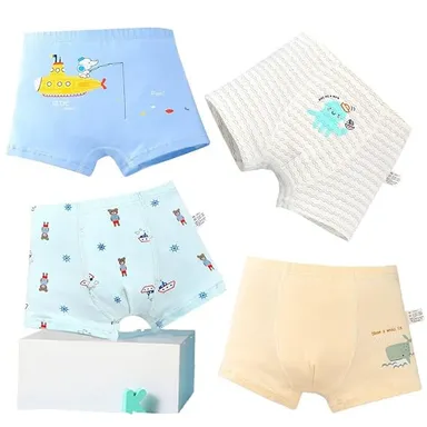 Boys pure cotton underwear pack of 4 soft breathable kids boxer briefs boyshorts size 42-45 multi-colour pack |cotton kids innerwear briefs hipster trunk panty set for boys everyday wear  thumbnail 3