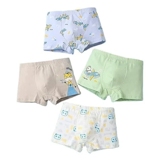 Boys Soft Pure Cotton Boxer Briefs Pack of 4 | breathable kids underwear hipster boyshorts| elastic waistband, skin‑friendly cotton briefs for boys age 6-8yrs| value pack SIZE  48-50 image 1