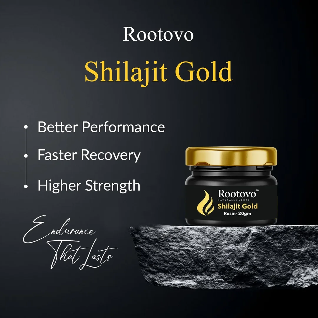 Rootovo Pure Shilajit Gold Resin 20g | 400mg/serving | Boosts Stamina & Strength | Lab-Tested Purity | 40 Servings | 6 Active Herbs | Pack of 1 image 2