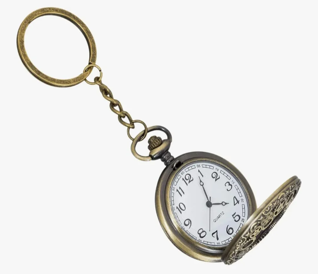 Pocket Watch Metal Keychain Clock Retro Vintage for Gifting With Key Ring Anti-Rust (Pack Of 1) image 1