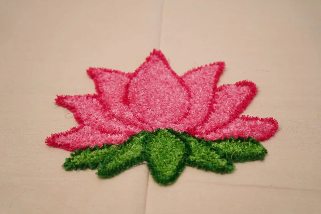 Woolen Rangoli Mat Pink Green |Soft Reusable Decorative Floor/Entrance Mat for Diwali| Home |Temple Décor| Eco‑friendly Handmade Wool Rug image 1
