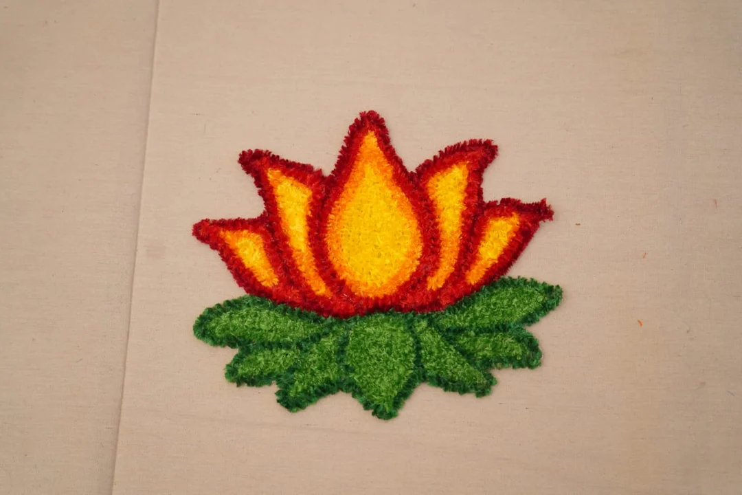 Lotus Design Multicolour Thread Rangoli Mat |Reusable Floor |Door Mat for Diwali, Pooja, Festivals | Home Decor |India Traditional Rangoli Floor Décor image 1