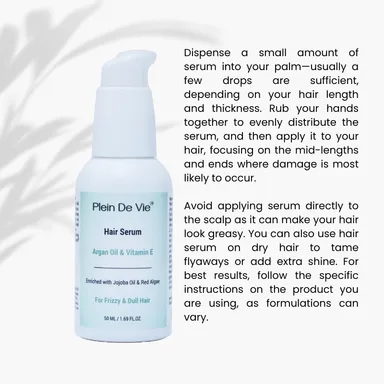 Plein De Vie Hair Serum | Argan Oil & Vitamin E |Smooth, Shiny, Frizz‑Free Hair for Men & Women thumbnail 2