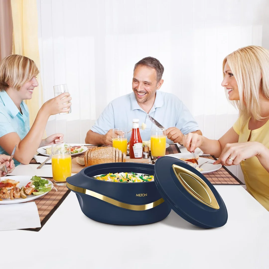MILTON Pearl Inner Stainless Steel Jr. Casserole Set of 3 (455 ml + 860 ml + 1270 ml) – Blue, Double-Walled, Leak Proof Hotpot for Chapati / Rice / Curries image 7