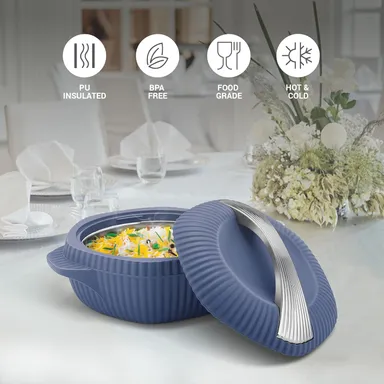 MILTON Oyster Jr. 3-Piece PU Insulated Steel Casserole Set – 455 ml, 860 ml & 1275 ml (Royal Blue, BPA-Free, Hot & Cold Food Safe) thumbnail 2