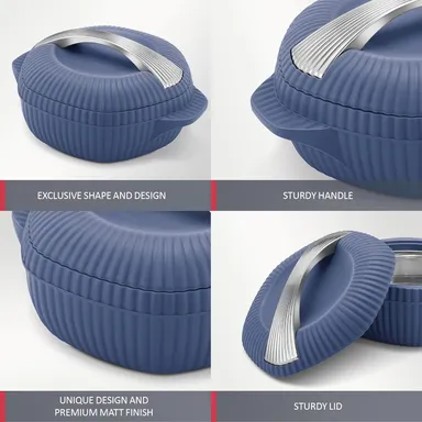 MILTON Oyster Jr. 3-Piece PU Insulated Steel Casserole Set – 455 ml, 860 ml & 1275 ml (Royal Blue, BPA-Free, Hot & Cold Food Safe) thumbnail 5