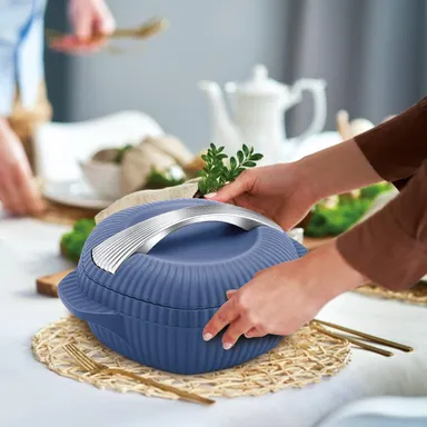 MILTON Oyster Jr. 3-Piece PU Insulated Steel Casserole Set – 455 ml, 860 ml & 1275 ml (Royal Blue, BPA-Free, Hot & Cold Food Safe) thumbnail 6