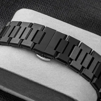 White Designer Dial Watch | Matte Black Analog Wristwatch with Eastern Arabic | Numerals Modern Minimalist Elegant Timepiece for Men thumbnail 2