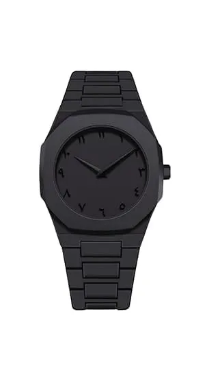 White Designer Dial Watch | Matte Black Analog Wristwatch with Eastern Arabic | Numerals Modern Minimalist Elegant Timepiece for Men thumbnail 0