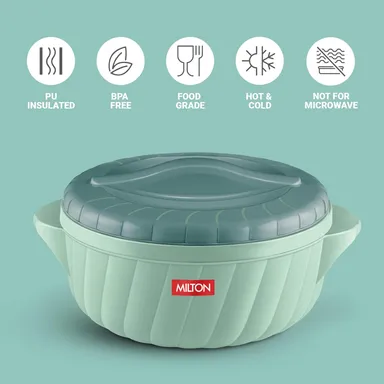 MILTON Flora 3-Piece Insulated Stainless Steel Casserole Set – 750 ml, 1.25 L & 2.1 L (Light Green) thumbnail 1