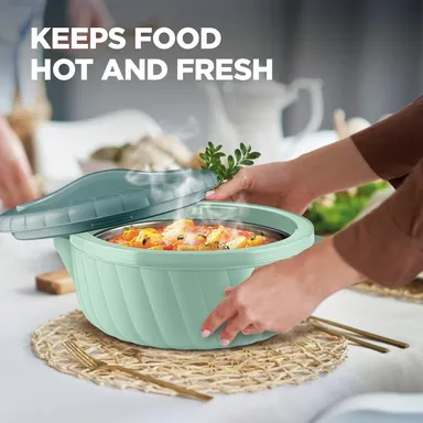 MILTON Flora 3-Piece Insulated Stainless Steel Casserole Set – 750 ml, 1.25 L & 2.1 L (Light Green) thumbnail 3