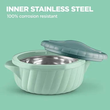 MILTON Flora 3-Piece Insulated Stainless Steel Casserole Set – 750 ml, 1.25 L & 2.1 L (Light Green) thumbnail 7