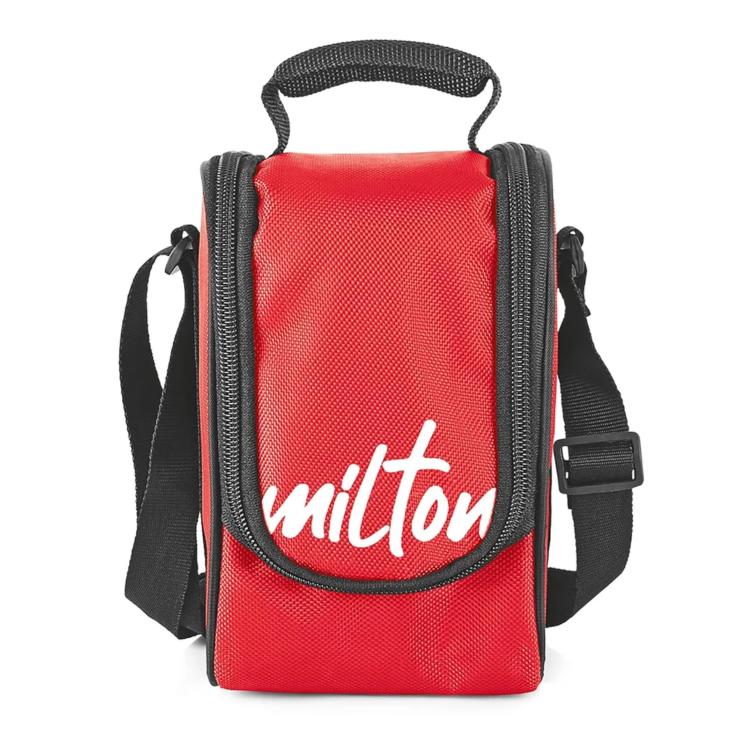 MILTON Tasty 4 Lunch Box – 4-Compartment Leak-Proof Stainless Steel Tiffin with Insulated Fabric Jacket (200 ml + 320 ml x2 + 500 ml) – Portable Office/College/Picnic Tiffin (Red) image 3